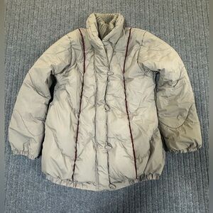 VTG Foxland Down Puffer Quilted‎ Coat Jacket Women’s Medium 80s Gray Maroon